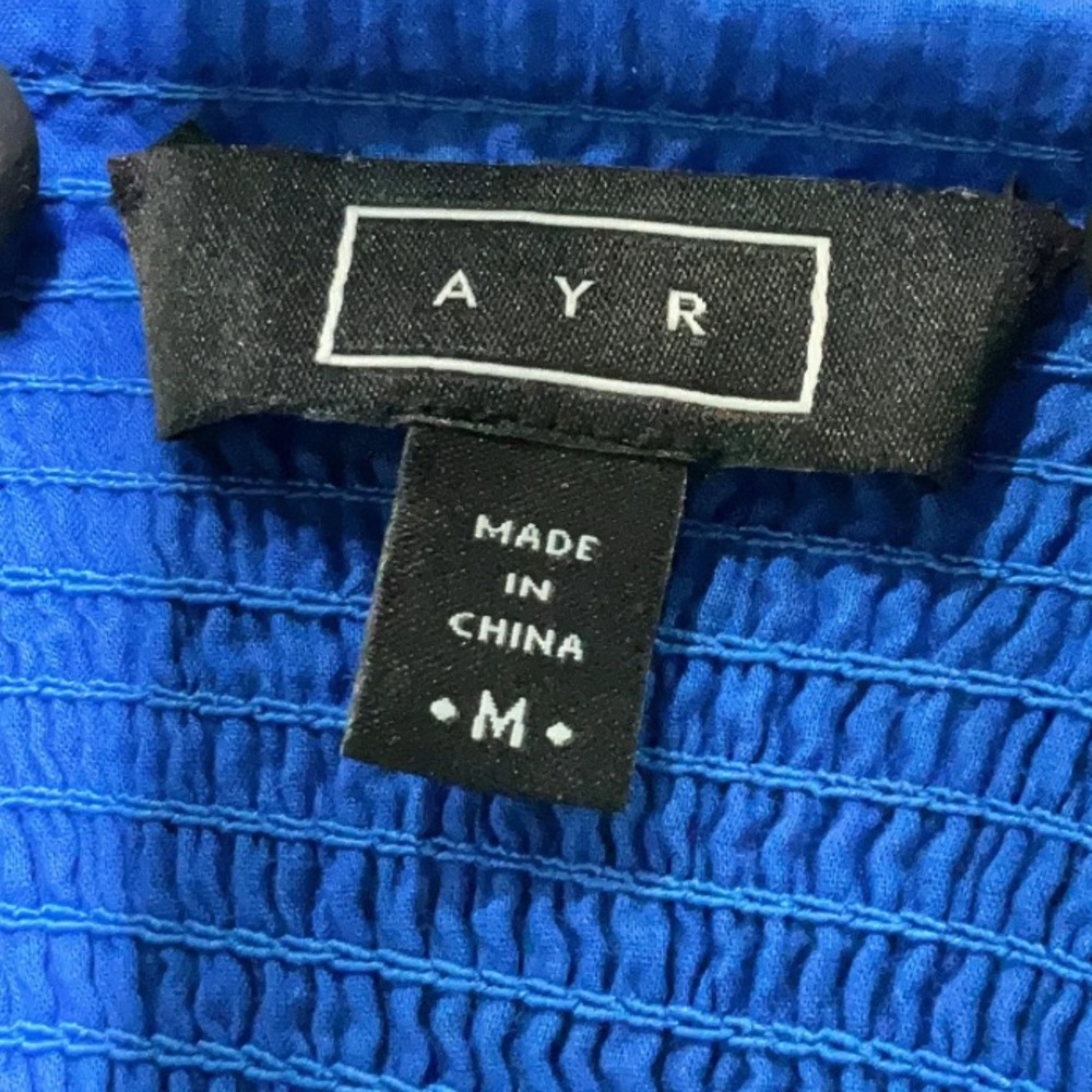 AYR The Magic Hour Dress in Formentera Colbalt Blue Smocked Back Maxi Cotton M - Picture 6 of 9